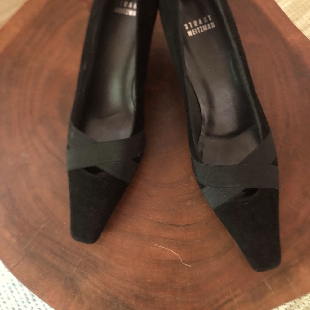 Stuart Weitzman Black Suede Pumps.